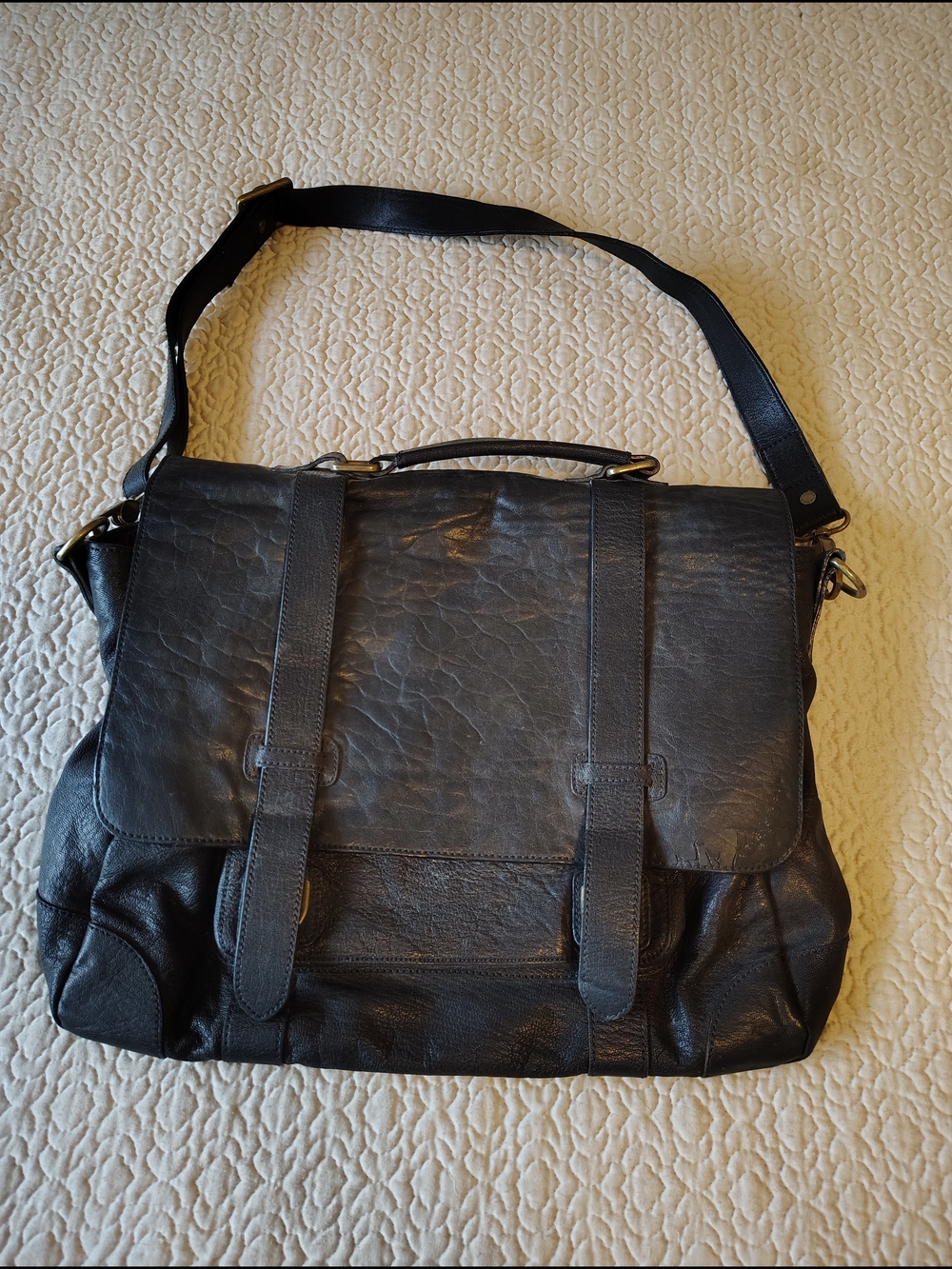 Danier Black Leather Laptop Messenger Bag